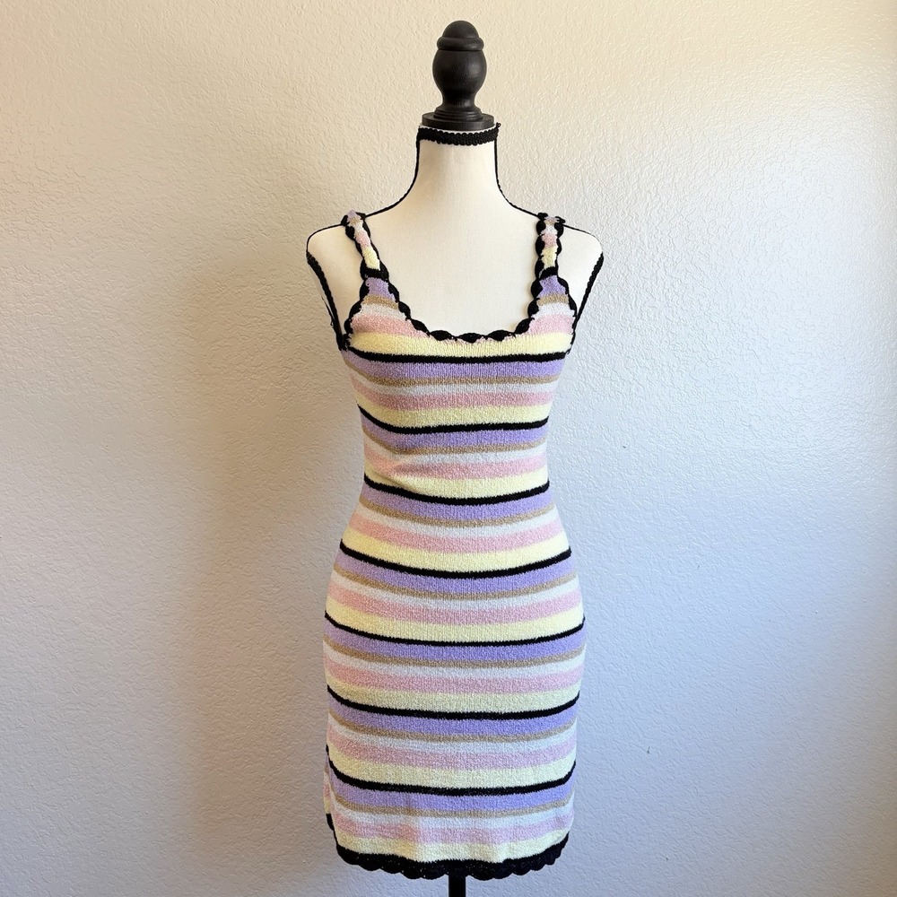 Saltwater Luxe Womens Bette Mini Dress Striped Beach Knit Terry Size S NWT